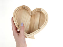 Load image into Gallery viewer, Wooden Piggy Bank Heart (Engraving)
