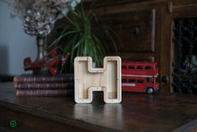 Load image into Gallery viewer, Wooden Piggy Bank Letter  (M, A-Z, Engraving)