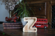 Load image into Gallery viewer, Wooden Piggy Bank Letter  (M, A-Z, Engraving)