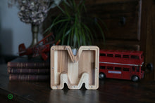 Load image into Gallery viewer, Wooden Piggy Bank Letter  (M, A-Z, Engraving)