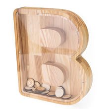 Load image into Gallery viewer, Wooden Piggy Bank Letter  (Large, A-Z, Engraving)