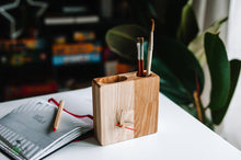 Load image into Gallery viewer, Wooden Desk Organizer - Wooden Desk Organizer With Clock