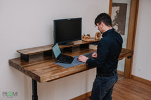 Load image into Gallery viewer, Height adjustable desk - natural wood height adjustable table