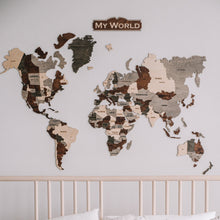 Load image into Gallery viewer, Wooden World Map - Wooden Wall Word Map Multicolored