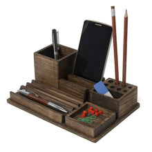 Load image into Gallery viewer, Brown Ashwood Desk Organizer