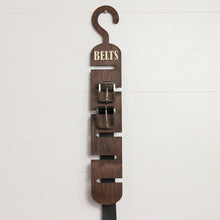 Load image into Gallery viewer, Small wooden gift for men who appreciate neatly organized closets. I am sure every man wears belts, but how to organize them in the best way, make sure belts are all in one place, so you can just pick the one fitting best for today&#39;s outfit? The solution is already here in the shape of this belt&#39;s hanger.