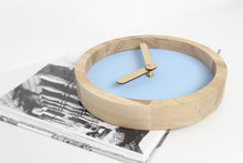 Load image into Gallery viewer, Wooden Clock - Baby Blue Wood Wall Clock