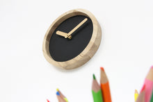 Load image into Gallery viewer, Wooden Clock - Black Leather Wood Clock