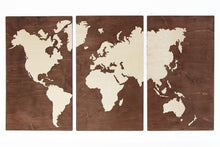 Load image into Gallery viewer, Wooden World Map - Wood Wall World Map 3 Parts