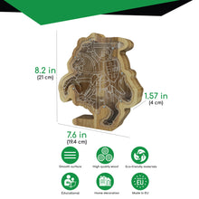 Load image into Gallery viewer, Wooden Piggy Bank Lithuanian Vytis (Engraving)