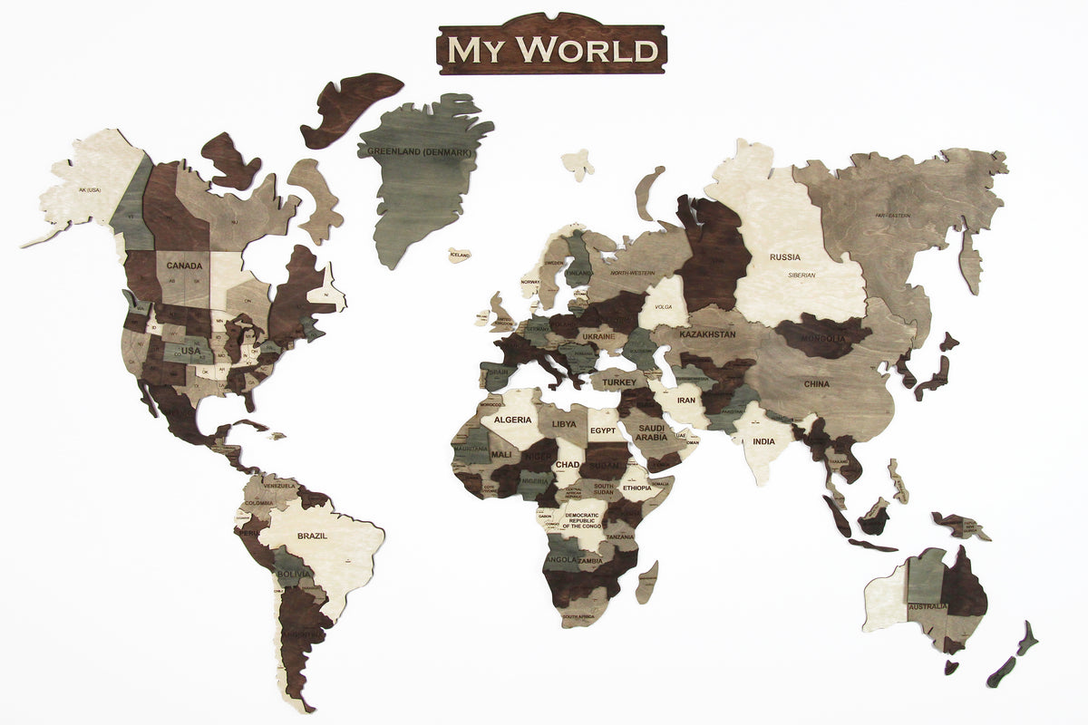 Wooden World Map Wood Wall World Map Exclusive 3D