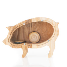 Load image into Gallery viewer, Wooden Piggy Bank Pig (Small, Engraving)