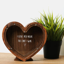 Load image into Gallery viewer, Wooden Piggy Bank Heart (Brown, Engraving)