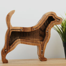 Load image into Gallery viewer, Wooden Piggy Bank Dog (Brown, Engraving)