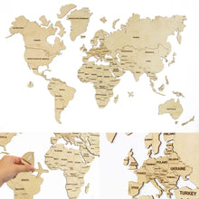 Load image into Gallery viewer, Wooden World Map - Wood Wall World Map Light