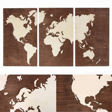 Load image into Gallery viewer, Wooden World Map - Wood Wall World Map 3 Parts