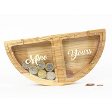 Load image into Gallery viewer, Wooden Piggy Bank For Couple (L, Engraving)