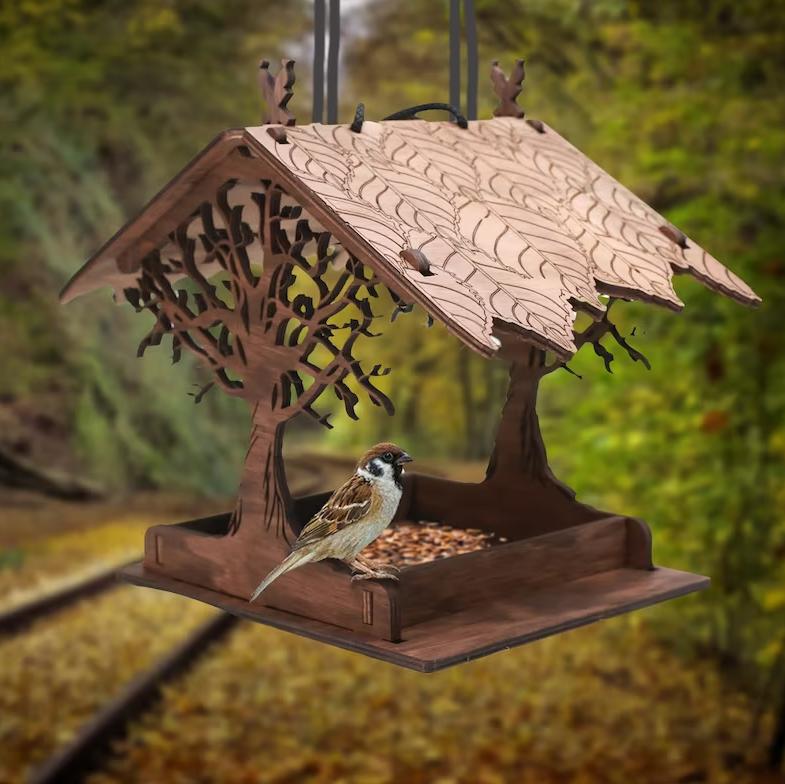 bird feeder wood brown