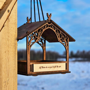 Handmade Wooden Bird Feeder, Personalized Outdoor Decor for Gardens & Patios
