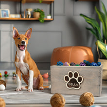 Load image into Gallery viewer, Personalized wooden dog toy box