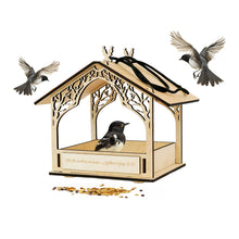 Load image into Gallery viewer, Rustic Wooden Bird Feeder, Outdoor Hanging Feeder for Wild Birds with Natural Wood Finish