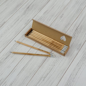 Personalized Natural Wooden HB Pencils, Custom Engraved for Unique, Personal Gifts