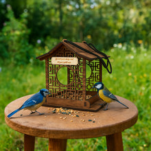 Load image into Gallery viewer, Personalized Wooden Bird Feeder, Decorative Hanging Feeder for Gardens and Outdoor Spaces