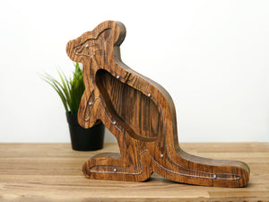 Wooden Piggy Bank Kangaroo (L, Engraving)