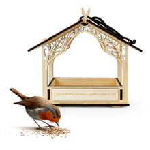 Load image into Gallery viewer, Rustic Wooden Bird Feeder, Outdoor Hanging Feeder for Wild Birds with Natural Wood Finish