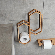Load image into Gallery viewer, Wooden Toilet Paper Holder for 4-Roll Storage, Wall-Mounted Rack for Bathroom Organization