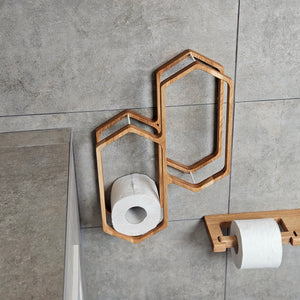 Wooden Toilet Paper Holder for 4-Roll Storage, Wall-Mounted Rack for Bathroom Organization