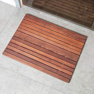 Personalized Wooden Shower Mat for Indoor & Outdoor Use , Solid Thermo Ash Wood Bath Mat for Sauna & Spa