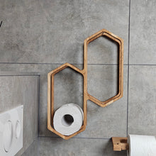 Load image into Gallery viewer, Wooden Toilet Paper Holder for 4-Roll Storage, Wall-Mounted Rack for Bathroom Organization