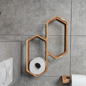 Wooden Toilet Paper Holder for 4-Roll Storage, Wall-Mounted Rack for Bathroom Organization
