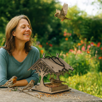 Durable Wooden Bird Feeder for Attracting Wild Birds, Birdwatching, and Garden Decor