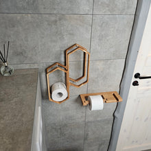 Load image into Gallery viewer, Wooden Toilet Paper Holder for 4-Roll Storage, Wall-Mounted Rack for Bathroom Organization