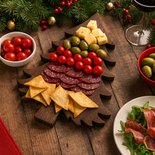 Load image into Gallery viewer, Personalized Christmas Tree Cutting Board, Ashwood Kitchen Board for Cheese, Charcuterie &amp; Holiday Gifts