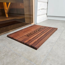 Load image into Gallery viewer, Personalized Wooden Shower Mat for Indoor &amp; Outdoor Use , Solid Thermo Ash Wood Bath Mat for Sauna &amp; Spa