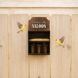 Handcrafted Wooden “Saloon” Bird Feeder, Fully Assembled Rustic Garden Feeder, Ideal Gift for Birdwatching and Outdoor Spaces