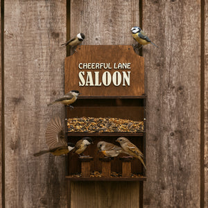 Handcrafted Wooden “Saloon” Bird Feeder, Fully Assembled Rustic Garden Feeder, Ideal Gift for Birdwatching and Outdoor Spaces