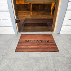 Personalized Wooden Shower Mat for Indoor & Outdoor Use , Solid Thermo Ash Wood Bath Mat for Sauna & Spa