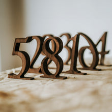Load image into Gallery viewer, Set of 1-10 Wooden Table Numbers for Weddings and Special Events