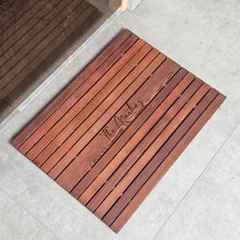 Load image into Gallery viewer, Personalized Wooden Shower Mat for Indoor &amp; Outdoor Use , Solid Thermo Ash Wood Bath Mat for Sauna &amp; Spa