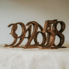 Load image into Gallery viewer, Set of 1-10 Wooden Table Numbers for Weddings and Special Events