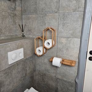 Wooden Toilet Paper Holder for 4-Roll Storage, Wall-Mounted Rack for Bathroom Organization