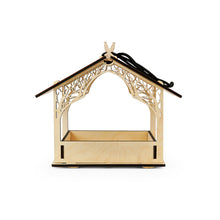 Load image into Gallery viewer, Rustic Wooden Bird Feeder, Outdoor Hanging Feeder for Wild Birds with Natural Wood Finish