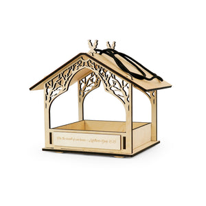 Rustic Wooden Bird Feeder, Outdoor Hanging Feeder for Wild Birds with Natural Wood Finish