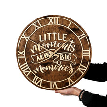 Load image into Gallery viewer, Hanging Round Wall Clock, Silent Wooden Clock