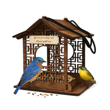 Load image into Gallery viewer, Personalized Wooden Bird Feeder, Decorative Hanging Feeder for Gardens and Outdoor Spaces