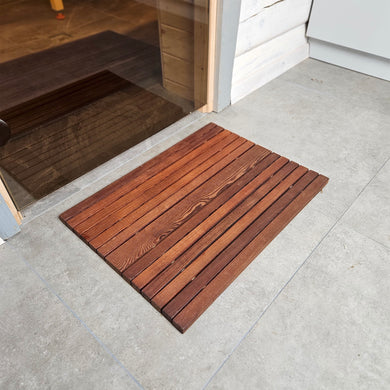 Personalized Wooden Shower Mat for Indoor & Outdoor Use , Solid Thermo Ash Wood Bath Mat for Sauna & Spa